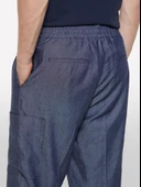 Sisley   Keten Karışımlı Büzgü İpli Cepli Jogger Pantolon Erkek Mavi Pantolon - 325P4NZVSF05A thumbnail 5