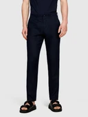 Sisley   %100 Keten Slim Comfort Fit Pantolon Erkek Lacivert Pantolon - 324P4AGHSF049 thumbnail 3
