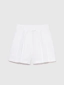 Sisley   %100 Keten Önü Çift Pileli Şort Kadın Beyaz Şort - 324P4AGHL9013 thumbnail 6