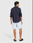 Sisley   Streç Pamuklu Kumaştan Kemer Delikli Kıvrık Paça Kısa Şort Erkek Mavi Şort - 324P4TEQS900Z thumbnail 3