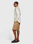 %100 Pamuk Yama Cepli Kemer Delikli Kargo Bermuda Şort Erkek Kahverengi Şort - 324P4IUKS9015 thumbnail 5