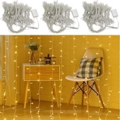 8 Fonksiyonlu 200 Led 10 Saçak Şerit Led 2x2 Perde İp Led  (gün Işığı) thumbnail 8