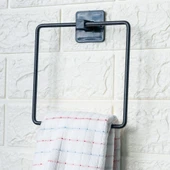 Kendiliğinden Yapışkanlı Siyah Paslanmaz Metal Kare Havluluk thumbnail 1