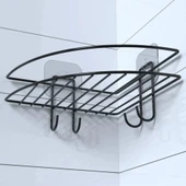 Yapışkanlı Banyo Köşeliği Kancalı Köşe Rafı Duş Şampuanlık Duvar Düzenleyici Organizer Raf thumbnail 2