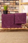 Mira Home 2 Parça Jakarlı Banyo Havlu Takımı Doku Desen Mor thumbnail 2