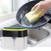 İkisi Bir Arada  Basmalı Pratik Sıvı Sabunluk Pompası Ve Bulaşık Yıkama Süngeri Haznesi thumbnail 4