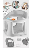 Bebek Banyo Oturağı - Vakum Tabanlı Bebek Mama Oturağı - Bel Destekli Vakumlu Mama Gri thumbnail 2