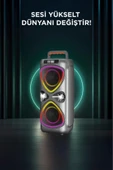 Bluetooh Hoparlör Kablolu Mikrofonlu Kumandali Radyolu Led Işıklı Parti Speaker D78 thumbnail 2