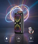 Bluetooh Hoparlör Kablolu Mikrofonlu Kumandali Radyolu Led Işıklı Parti Speaker D78 thumbnail 5