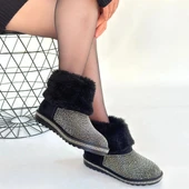 BİÇOMİ Linka Siyah Süet Gümüş Boncuk İşlemeli Bot thumbnail 4