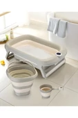 Yeni Termometreli Katlanır Bebek Küveti 45 Lt. 3 Lü Set Bej thumbnail 8