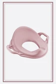 Kaydırmaz Çift Basamaklı Çocuk Taburesi Ve Kulplu Klozet Tuvalet Alıştırma Adaptörü 2'li Set Pembe thumbnail 2