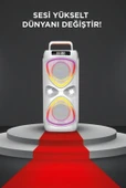 Bluetooh Hoparlör Kablolu Mikrofonlu Kumandali Radyolu Led Işıklı Parti Speaker D78 thumbnail 9