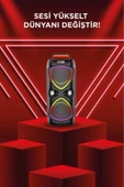 Bluetooh Hoparlör Kablolu Mikrofonlu Kumandali Radyolu Led Işıklı Parti Speaker D78 thumbnail 7