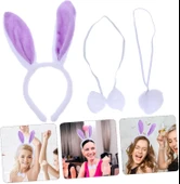 Lila Mor Tavşan Kulak Papyon Kuyruk 3'lü Parti Seti thumbnail 3
