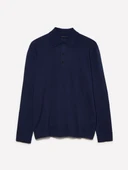 %100 Pamuk Polo Yaka Kazak Erkek Lacivert Kazak - 325A1028S300P thumbnail 2