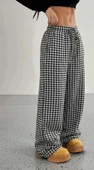 MDB Kadın Yüksek Bel Lastikli Bağcıklı Geniş Kesim Kazayağı Dalgıç Pantolon thumbnail 1