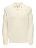 ONSLAW REG LS POLO KNIT FRML Erkek Beyaz Kazak - 22035031 thumbnail 1