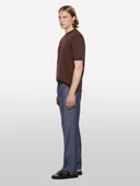 %100 Pamuk Ribana Detaylı Kısa Kollu Kazak Erkek kahverengi Kazak - 325P1028S104G thumbnail 5