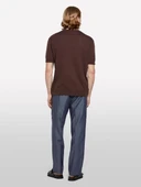 %100 Pamuk Ribana Detaylı Kısa Kollu Kazak Erkek kahverengi Kazak - 325P1028S104G thumbnail 3