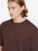 %100 Pamuk Ribana Detaylı Kısa Kollu Kazak Erkek kahverengi Kazak - 325P1028S104G thumbnail 4