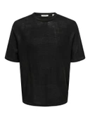Only & Sons   ONSKALMAR RLX 12 SS CREW KNIT  Siyah Kazak - 22033561 thumbnail 1