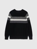 Çizgili Koton Karışımlı Kazak Erkek Renkli Kazak - 323A1198T102D thumbnail 6