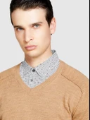 Yün Karışımlı V Yaka Kazak Erkek Yeşil Kazak - 323A107GS102O thumbnail 2