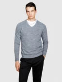 Yün Karışımlı V Yaka Kazak Erkek Siyah Kazak - 323A107GS102O thumbnail 1