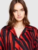 %100 Viskoz Desenli Gömlek V Yaka Saten Gömlek Kadın Siyah Gömlek - 323A53CRLQ05U thumbnail 5