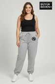 Kadın Büyük Beden N Logolu Paça Lastikli Rahat Kesim Jogger İnce Eşofman Altı SPR26BEAK951-4 thumbnail 8