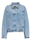 ONLSUNSET LS RHINESTONE JACKET RED DNM Kadın Light Blue Denim Denim Ceket - 15342631 thumbnail 6