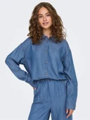 ONLCHARIS LIFE LS SHIRT CC WVN Kadın Medium Blue Denim Gömlek - 15337928 thumbnail 1