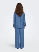 ONLCHARIS LIFE LS SHIRT CC WVN Kadın Medium Blue Denim Gömlek - 15337928 thumbnail 5