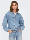 ONLSUNSET LS RHINESTONE JACKET RED DNM Kadın Light Blue Denim Denim Ceket - 15342631 thumbnail 1
