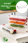 Porsima 455-4 4lü Kilitli Kapaklı Yiyecek Erzak Saklama Kabı Seti - Buzdolabı Düzenleyici Organizeri 2,3lt thumbnail 1