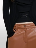 Sisley   Viskoz Karışımlı Önü Metal Kopça Kapamalı Uzun Hırka Kadın Siyah Hırka - 324A1WTHM6021 thumbnail 5