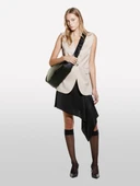 Pamuk ve Liyosel Karışımlı Tek Düğmeli Kapaklı Cepli Yelek Kadın Pudra Yelek - 324A2TKDLJ00M thumbnail 4