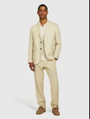 Sisley   %100 Keten Astarsız Rahat Kalıp Ceket Erkek Bej Ceket - 325P2AGHSW01Q thumbnail 1