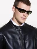 Sisley   Yanları Cepli Fermuarlı Dar Kesim Suni Deri Ceket Erkek Siyah Ceket - 324A2KLSSN036 thumbnail 6