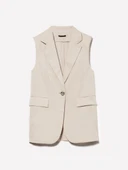 Pamuk ve Liyosel Karışımlı Tek Düğmeli Kapaklı Cepli Yelek Kadın Pudra Yelek - 324A2TKDLJ00M thumbnail 1