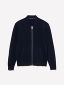 Sisley   Pamuk Karışımlı Fermuarlı Bomber Hırka Erkek Lacivert Hırka - 325P10F2S500H thumbnail 5