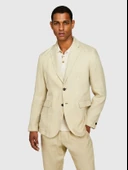 Sisley   %100 Keten Astarsız Rahat Kalıp Ceket Erkek Bej Ceket - 325P2AGHSW01Q thumbnail 4