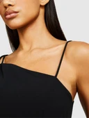 İnce Askılı Önü Asimetrik Detaylı Palazzo Tulum Kadın Siyah Tulum - 324P41AYLT00G thumbnail 3