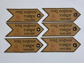 Pratikbox Kraft 250gr Kağıt etiket/Yenidoğan/Doğum günü/Hediyelik 2,5x7cm/Kuş gözü delikli/ Jüt ipli/60 Adet thumbnail 4