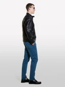 Sisley   Yanları Cepli Fermuarlı Dar Kesim Suni Deri Ceket Erkek Siyah Ceket - 324A2KLSSN036 thumbnail 1