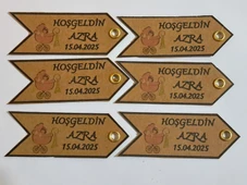 Pratikbox Kraft 250gr Kağıt etiket/Yenidoğan/Doğum günü/Hediyelik 2,5x7cm/Kuş gözü delikli/ Jüt ipli/60 Adet thumbnail 3