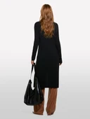 Sisley   Viskoz Karışımlı Önü Metal Kopça Kapamalı Uzun Hırka Kadın Siyah Hırka - 324A1WTHM6021 thumbnail 1