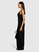 İnce Askılı Önü Asimetrik Detaylı Palazzo Tulum Kadın Siyah Tulum - 324P41AYLT00G thumbnail 1