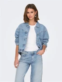 ONLSUNSET LS RHINESTONE JACKET RED DNM Kadın Light Blue Denim Denim Ceket - 15342631 thumbnail 2